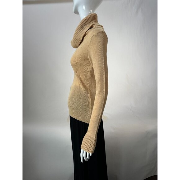 Vintage Camel Knit Cowl Neck Sweater Size Large Small Blemish - Picture 7 of 16